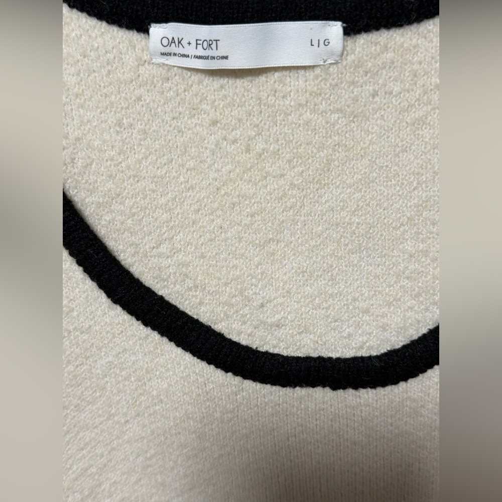 OAK + FORT Contrast Trim Sleeveless Knit Mini Dress - L - Picture 7 of 8